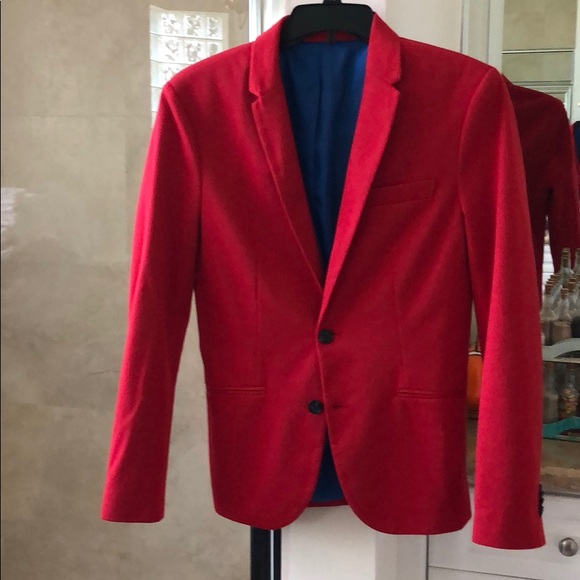 zara man jacket red